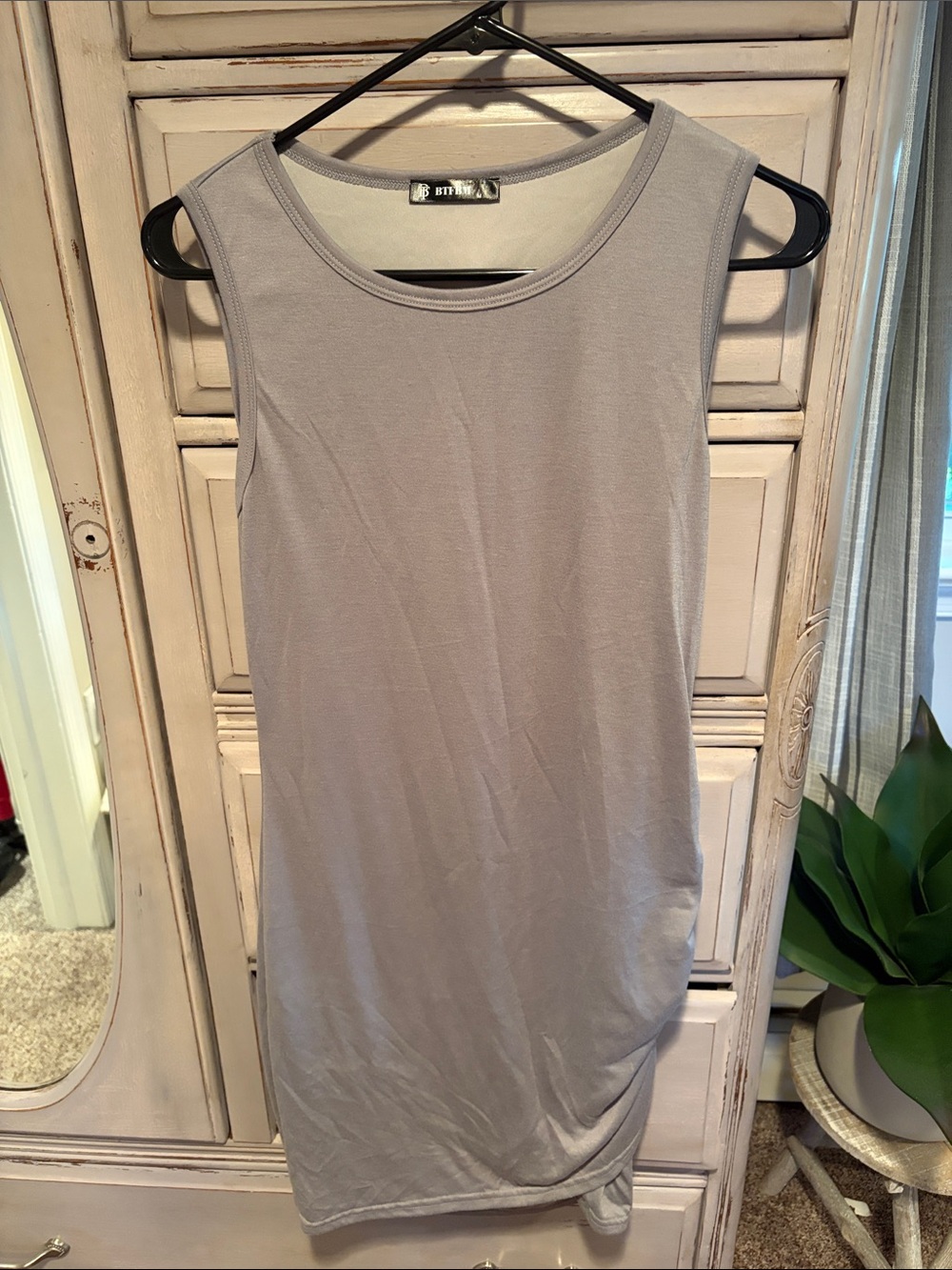 Ribbed Light Gray Sleeveless Tank Dress